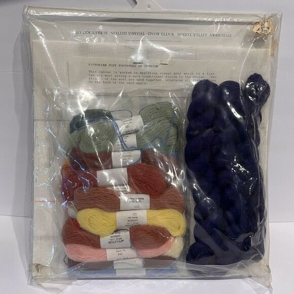 Stitchery Needlepoint Kit Victorian Posy Embroidery Footstool or Pillow Crewel - Picture 6 of 8